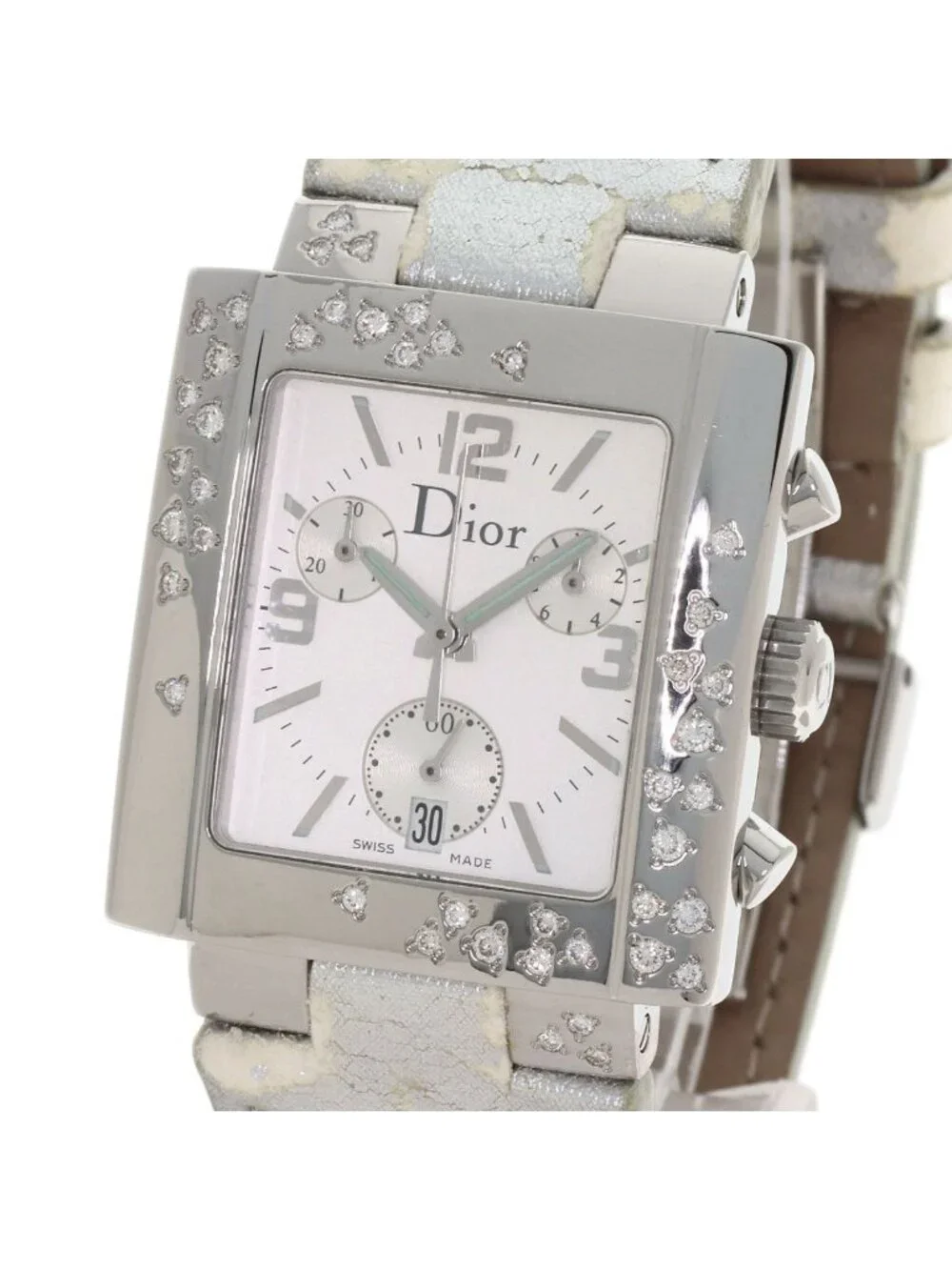 Dior Riverspark Ring Diamond Watch SS Leather